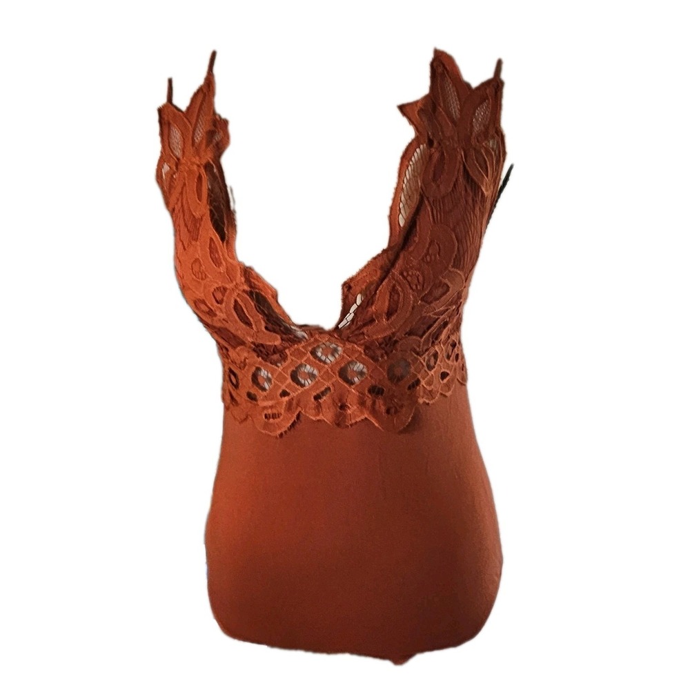 Lace Bodysuit Burnt Orange Sexy Casual,Dressy,Business Women's SZ M